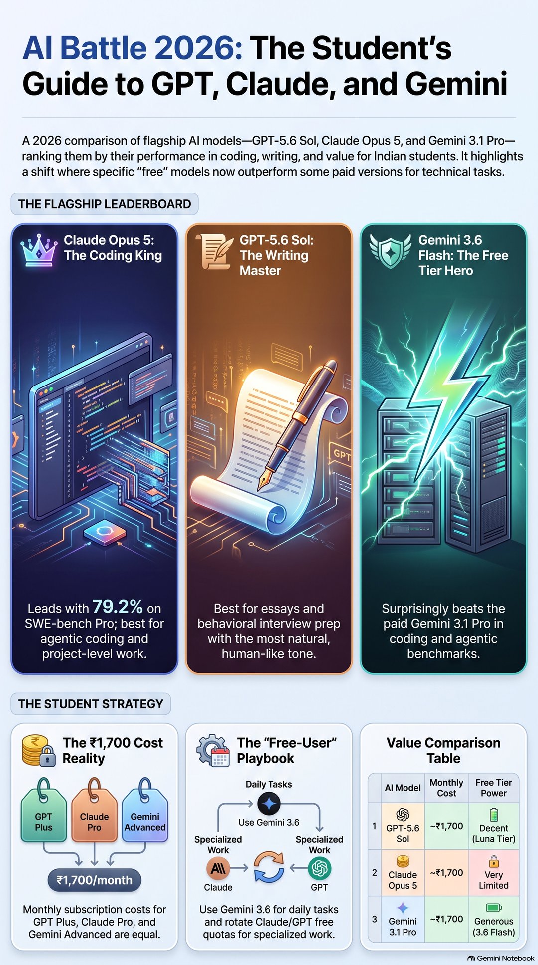 AI Battle 2026: The Student's Guide to GPT, Claude, and Gemini